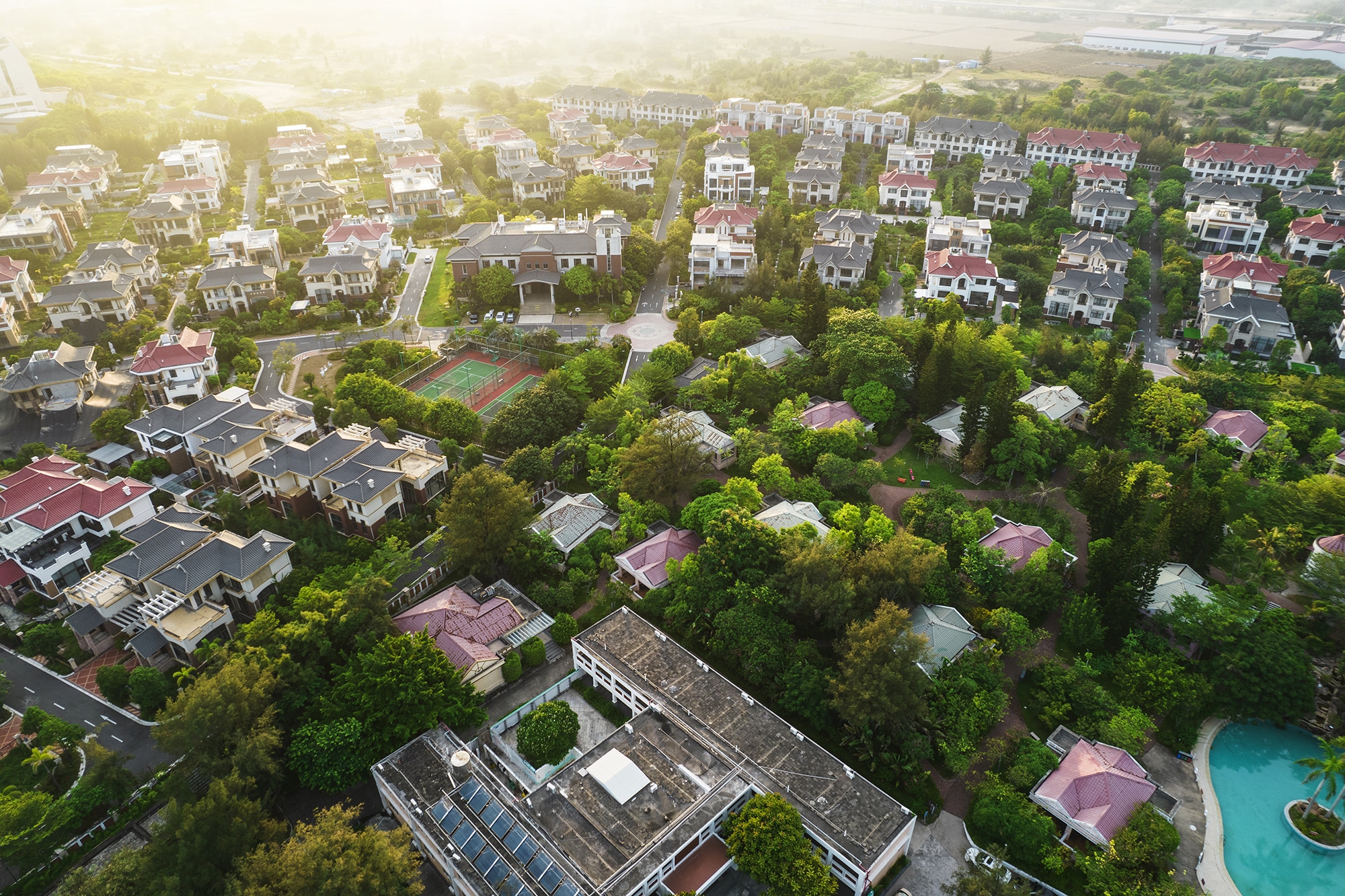 aerial-photography-villa-complex-luxury-resort